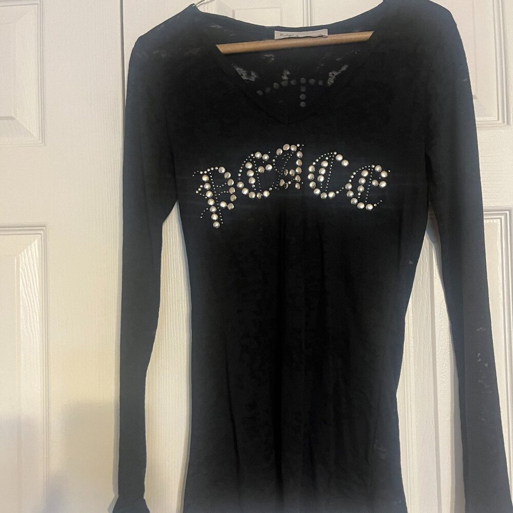 Black Long Sleeve Peace T-shirt